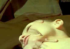 cute petite brunette vika's hairy virgin pussy gets first oil massage orgasm