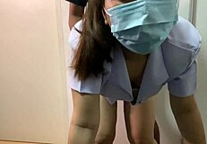 Nurse girlfriend screams fuck harder! 🔥🍆