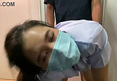 Nurse girlfriend screams fuck harder! 🔥🍆