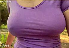 Wifey loves flashing her massive tits outdoors for everyone to see