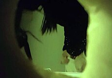 did this sexy panties babe really pee through the wall hole on hidden cam toilet voyeur?