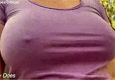 Wifey loves flashing her massive tits outdoors for everyone to see