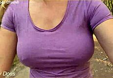 Wifey loves flashing her massive tits outdoors for everyone to see