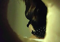 did this sexy panties babe really pee through the wall hole on hidden cam toilet voyeur?