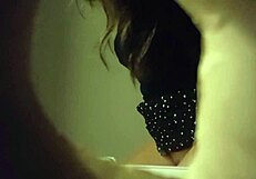 did this sexy panties babe really pee through the wall hole on hidden cam toilet voyeur?