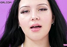 Does elegant brunette's tease make you throb?