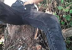 Risky Outdoor Masturbation in Forest Clothes On
