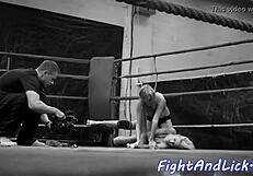 lesbian babes sixty-nine wildly after steamy wrestling match!