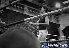 lesbian babes sixty-nine wildly after steamy wrestling match!