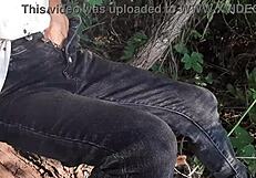 Risky Outdoor Masturbation in Forest Clothes On