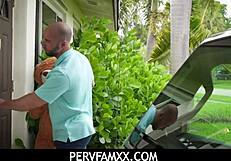 Pervfamxx guy fingers tight stepdaughter pussy then fucks her hardcore