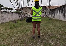inspector dreams of builders pounding her hairy outdoor pussy