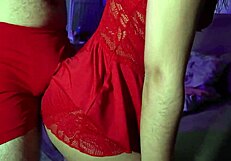 i came hard in pants from her assjob in red lacy panties