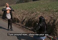 perfect body blonde unleashes huge natural tits on lesbian fuck buddy outdoors