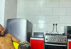 Drunk Ebony Milf Sneaks into Kitchen Grabs Boss's Monster BBC for Rough Pounding