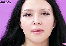 Does elegant brunette's tease make you throb?