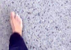 grubby calloused bare feet fetish dirt under soles begs licking