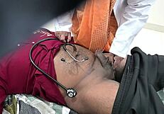 Shocked doctor examines patient's tiny cock up close