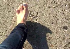 grubby calloused bare feet fetish dirt under soles begs licking