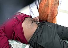 Shocked doctor examines patient's tiny cock up close