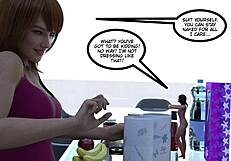 giantess growth comic towers over tiny guy with huge tits