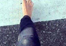 grubby calloused bare feet fetish dirt under soles begs licking