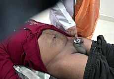 Shocked doctor examines patient's tiny cock up close