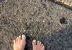 grubby calloused bare feet fetish dirt under soles begs licking