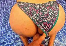 Juicy milf big ass gaping pussy fucked rough in pool dripping wet.