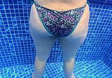 Juicy milf big ass gaping pussy fucked rough in pool dripping wet.