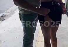 Husband watches macho stud doggystyle arromba casada big cock in public dogging.