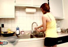 Campus twin lesbian teens finger lick pussies horny in kitchen muff diving.