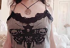 Skinny Italian doll's perfect natural tits beg for your hot cum titjob explosion right now