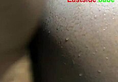 😏 she's in the bathroom fingering her fat ebony pussy before bbc creampie pounding!