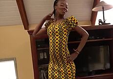 Tight ebony milf struts fake bikini during raw model casting audition