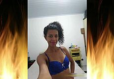 Beautiful Brazilian Housewife Flashes Ass in Blue Lingerie Trailer