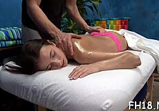 oiled petite teen slut's g spot explodes from hardcore massage cock