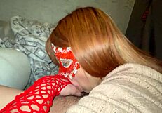 Caught Horny Redhead Housewife Fingers Ass and Deepthroats Cock