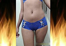 Beautiful Brazilian Housewife Flashes Ass in Blue Lingerie Trailer