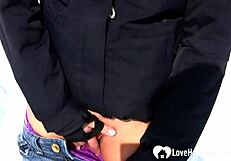 StepMom's Tits Bare and Pussy Peeing Hot in Snowy Wild