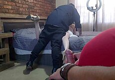 Cuckold wife drips stranger's creampie on hubby's jerking cock