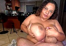 Giant Tits BBW Begs for Oiled BWC Boobjob Cumshot!