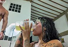 No Mercy for Tiny 18+ Anal Slut Michy Perez - Pukefest Fisting and Rough Facefuck!