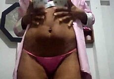 Black colombian wife dances seductively for lover's creampie on marital bed