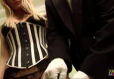 hey blonde milf, need stockings adjusted or just want monster cock banging your fake tits?