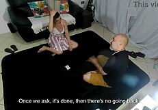 i won the game she ended naked covered in cum from fingering and creampie.