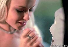 Jazzy blonde milf sucks cock so silky smooth until massive cumshot explosion