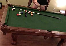 hot milf wife moans on pool table desk heels huge tits rocking stockings orgasm amateur homemade