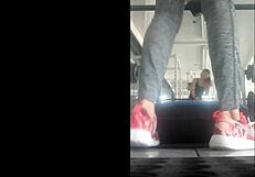 mexican teen flaca bends over in gym leggings for doggystyle pounding on her tight ass