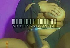 riding reverse cowgirl on dildo, christina's ebony tits bounce nasty homemade